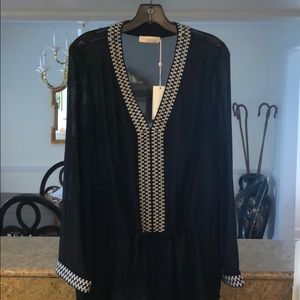 Tory Burch black embroidered tunic new with tags